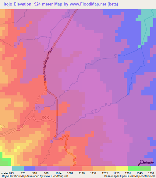 Itojo,Uganda Elevation Map