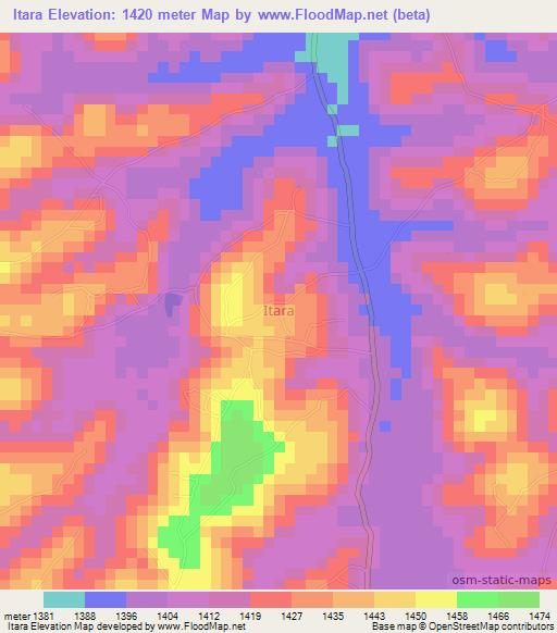 Itara,Uganda Elevation Map