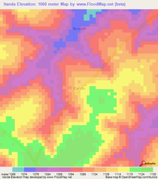 Itanda,Uganda Elevation Map