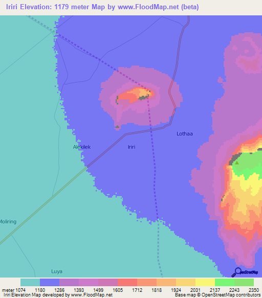Iriri,Uganda Elevation Map