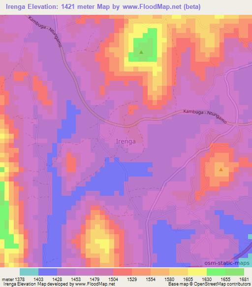 Irenga,Uganda Elevation Map