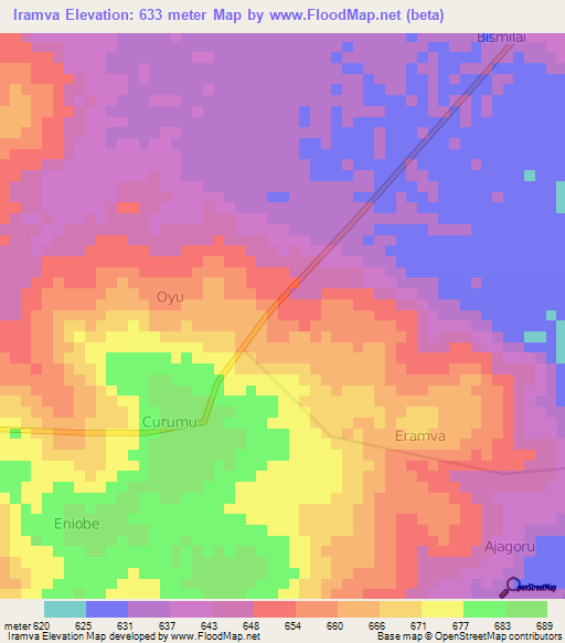 Iramva,Uganda Elevation Map