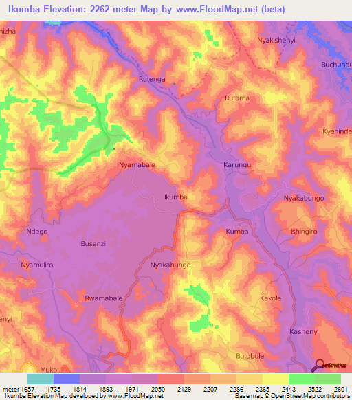 Ikumba,Uganda Elevation Map