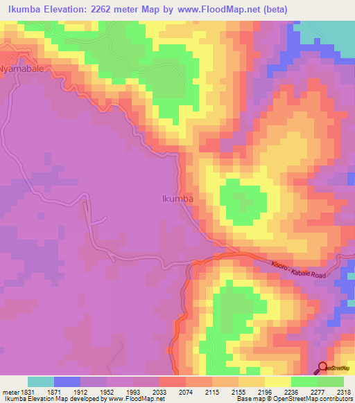 Ikumba,Uganda Elevation Map