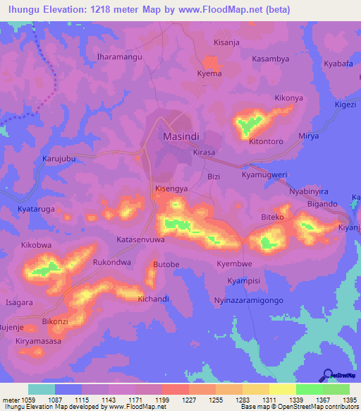 Ihungu,Uganda Elevation Map