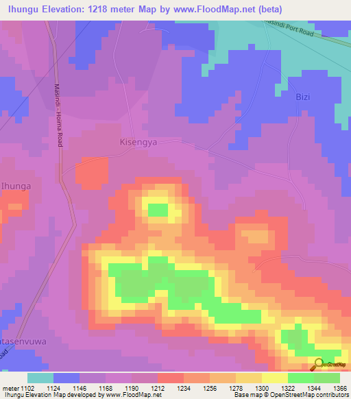 Ihungu,Uganda Elevation Map