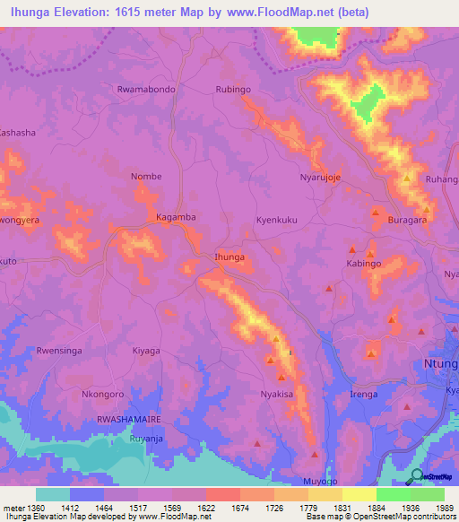 Ihunga,Uganda Elevation Map