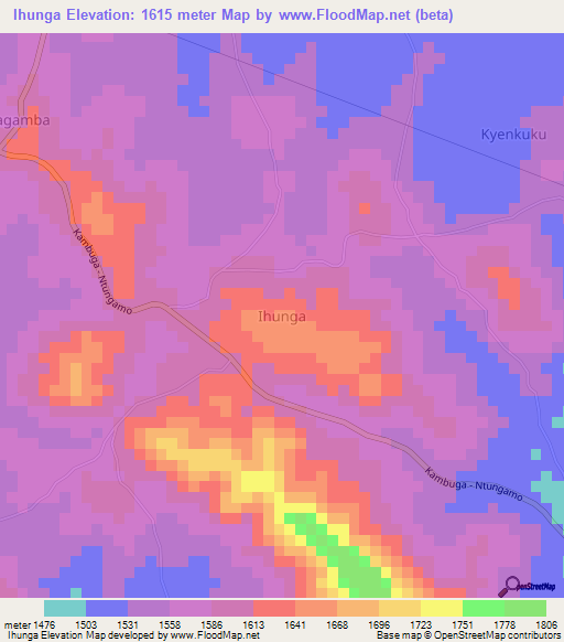 Ihunga,Uganda Elevation Map