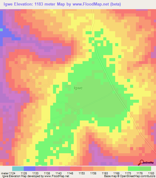 Igwe,Uganda Elevation Map