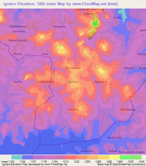 Igotero,Uganda Elevation Map