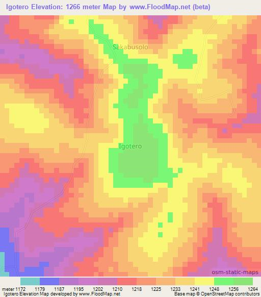 Igotero,Uganda Elevation Map