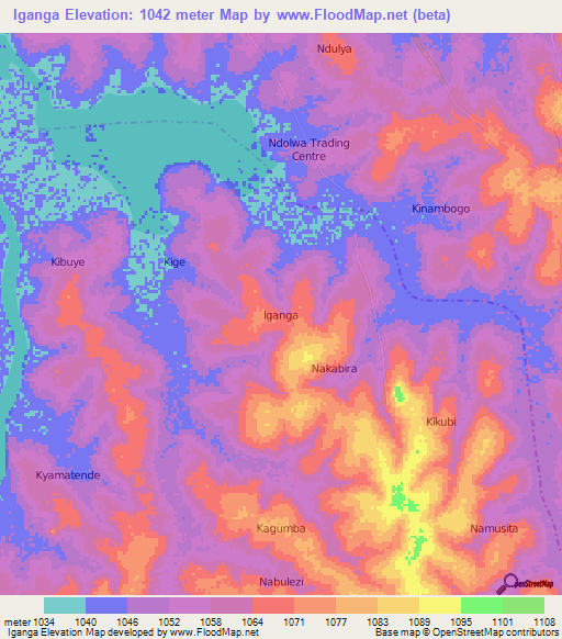 Iganga,Uganda Elevation Map
