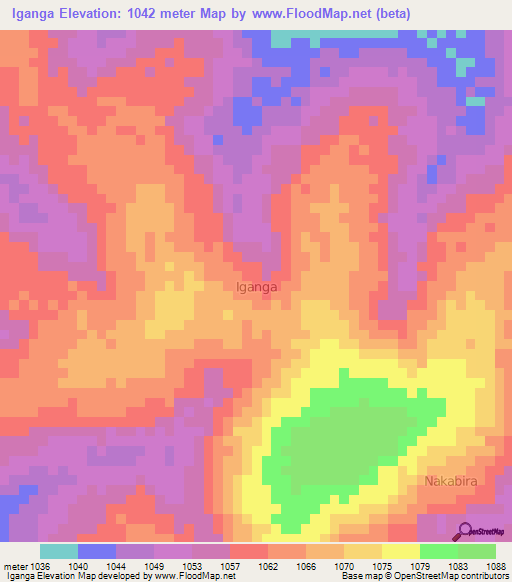 Iganga,Uganda Elevation Map