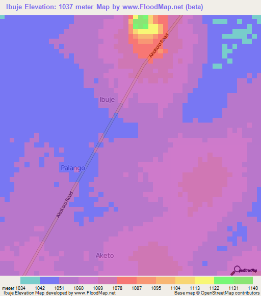 Ibuje,Uganda Elevation Map