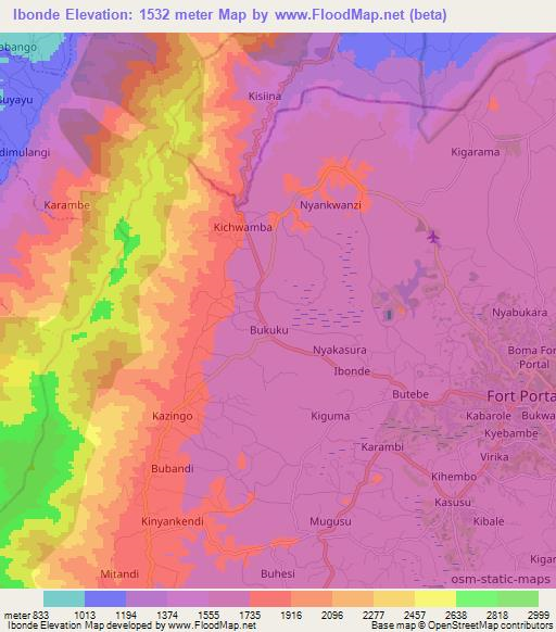 Ibonde,Uganda Elevation Map
