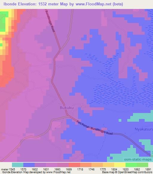 Ibonde,Uganda Elevation Map