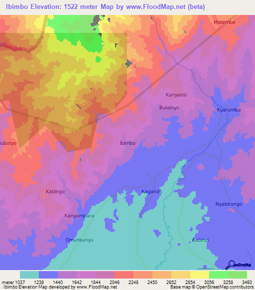 Ibimbo,Uganda Elevation Map