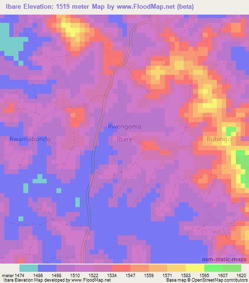 Ibare,Uganda Elevation Map