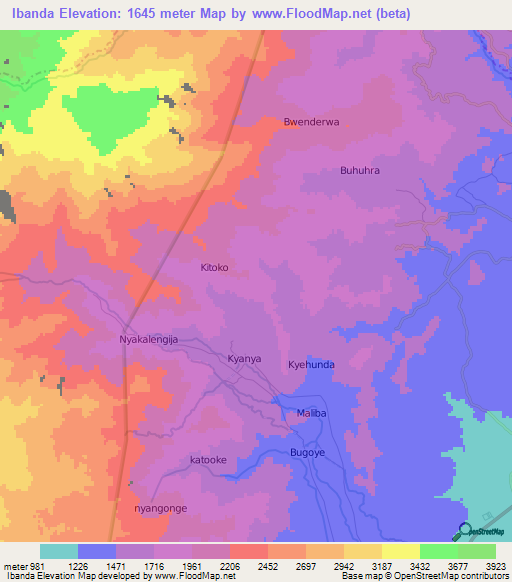 Ibanda,Uganda Elevation Map