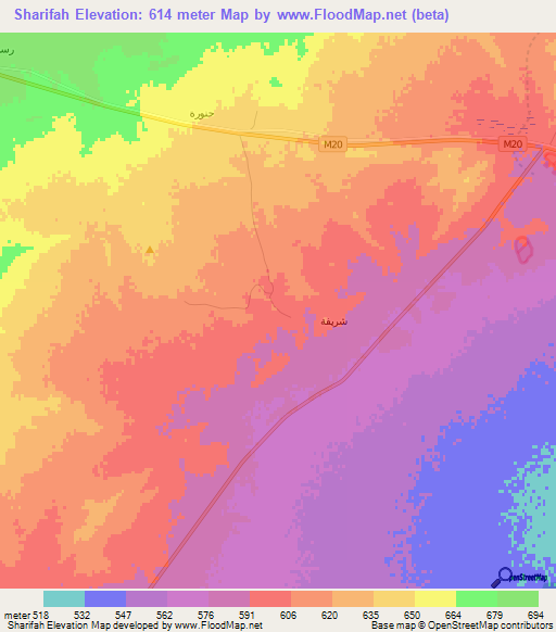Sharifah,Syria Elevation Map
