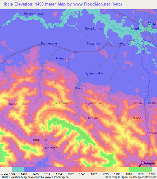 Ibale,Uganda Elevation Map