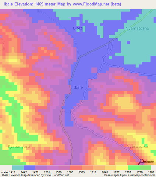 Ibale,Uganda Elevation Map