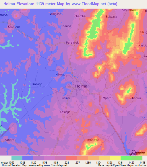 Hoima,Uganda Elevation Map