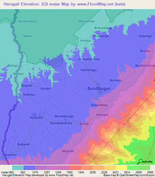 Harugali,Uganda Elevation Map