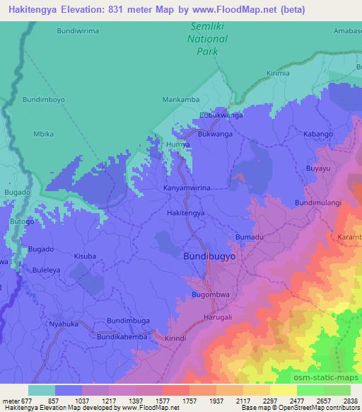 Hakitengya,Uganda Elevation Map
