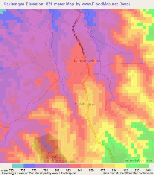 Hakitengya,Uganda Elevation Map