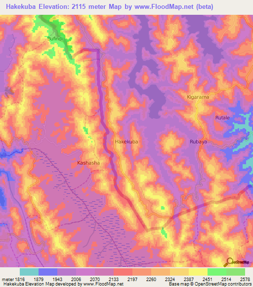 Hakekuba,Uganda Elevation Map