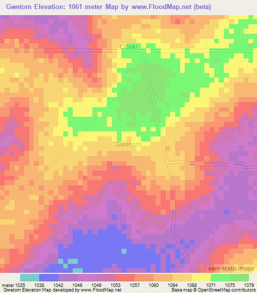 Gwetom,Uganda Elevation Map