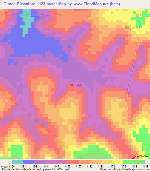 Gunda,Uganda Elevation Map