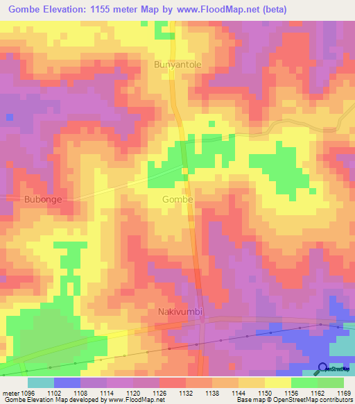 Gombe,Uganda Elevation Map