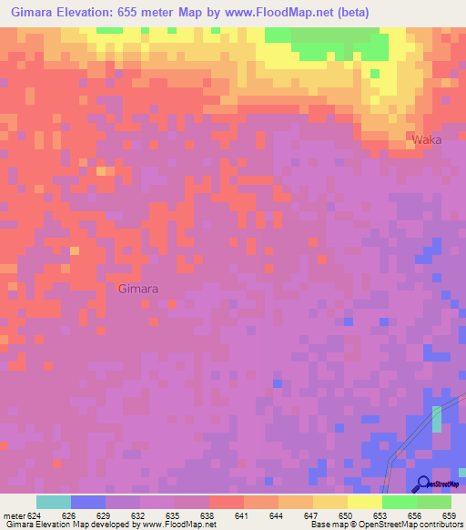 Gimara,Uganda Elevation Map
