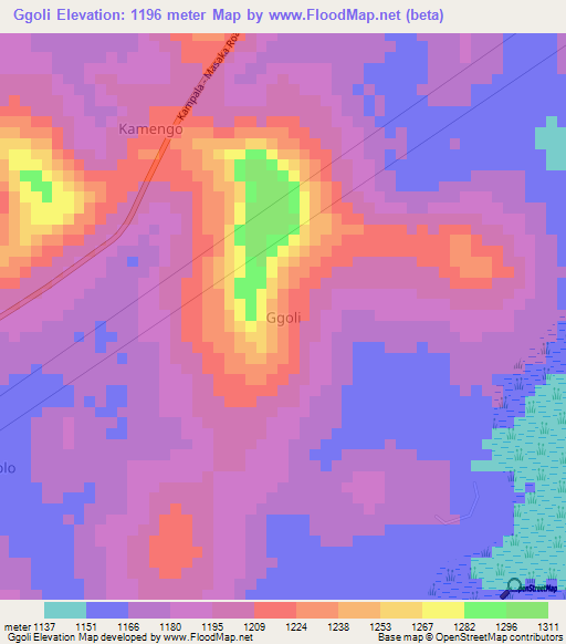 Ggoli,Uganda Elevation Map