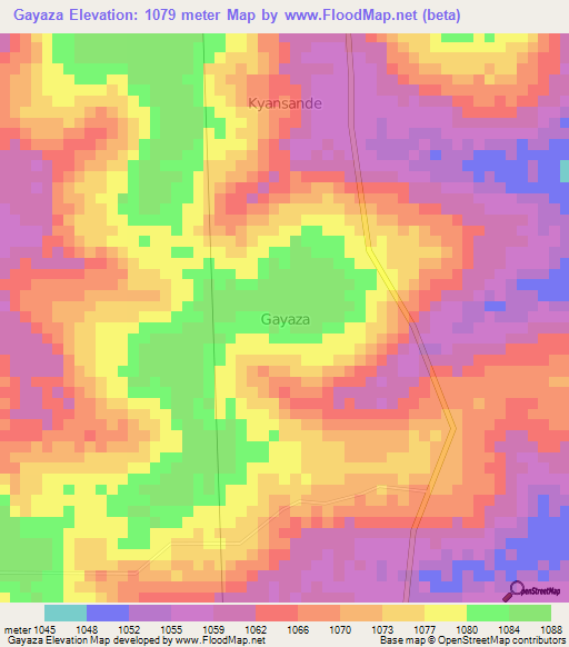 Gayaza,Uganda Elevation Map