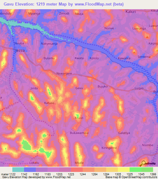 Gavu,Uganda Elevation Map