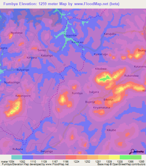Fumbya,Uganda Elevation Map
