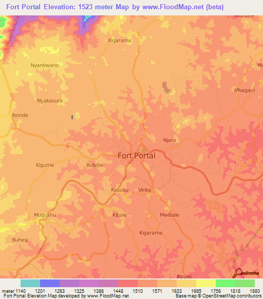 Fort Portal,Uganda Elevation Map
