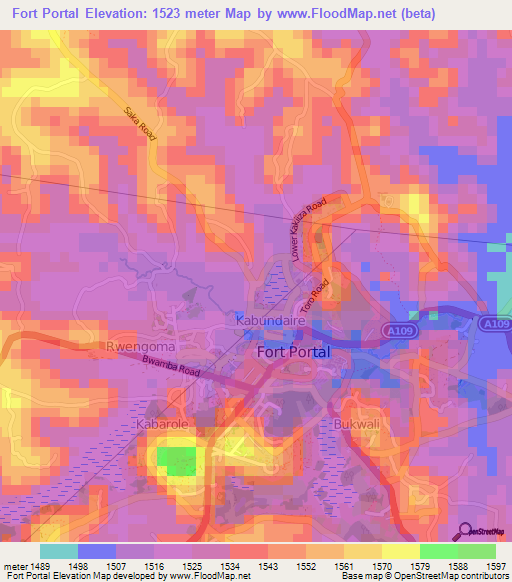 Fort Portal,Uganda Elevation Map