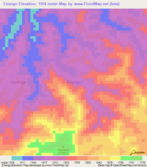 Enengo,Uganda Elevation Map