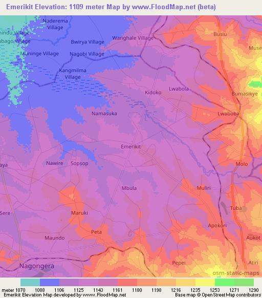 Emerikit,Uganda Elevation Map