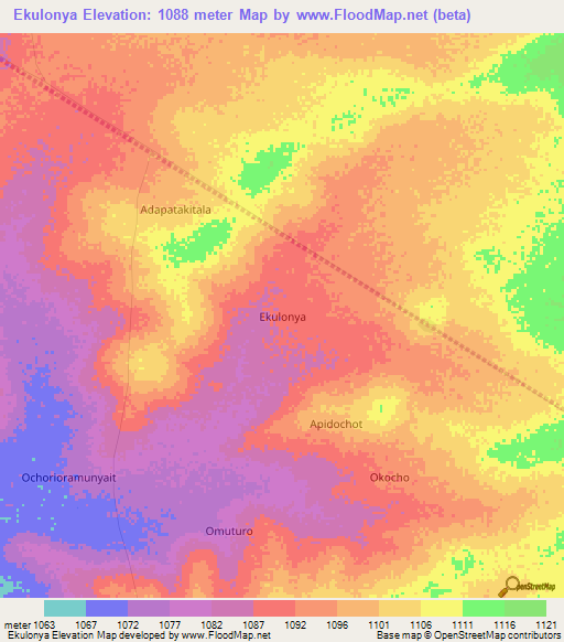 Ekulonya,Uganda Elevation Map