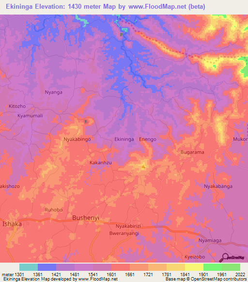 Ekininga,Uganda Elevation Map