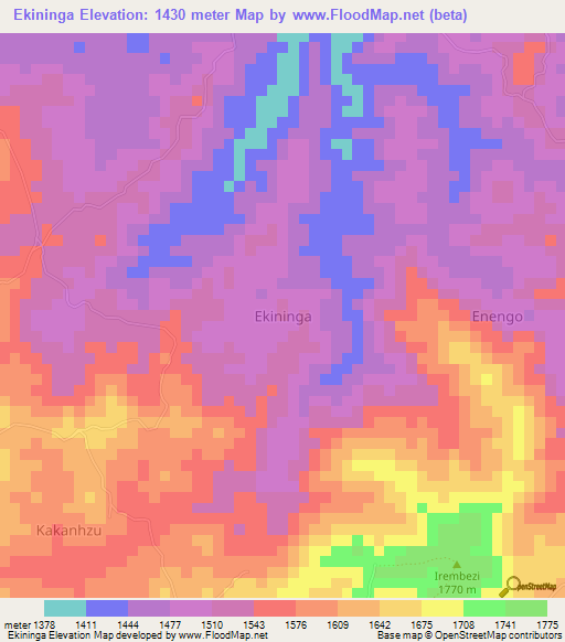 Ekininga,Uganda Elevation Map