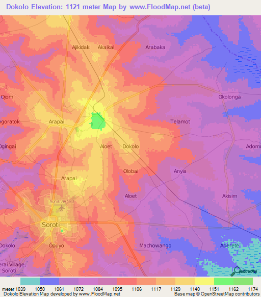 Dokolo,Uganda Elevation Map