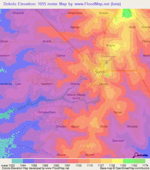Dokolo,Uganda Elevation Map