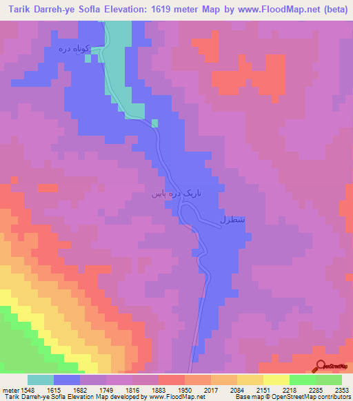 Tarik Darreh-ye Sofla,Iran Elevation Map