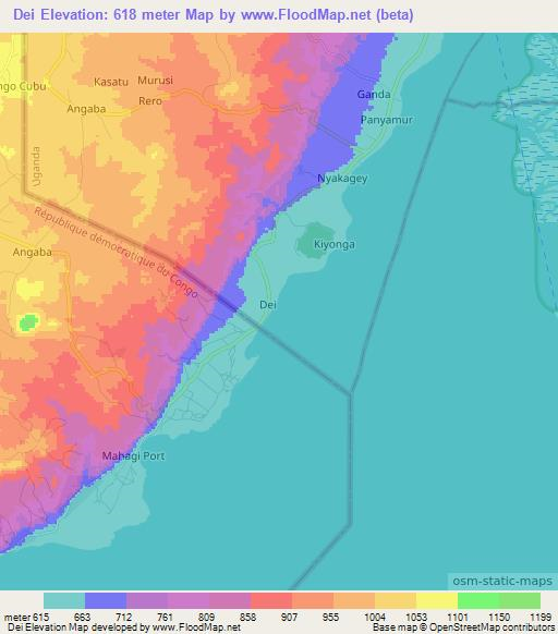 Dei,Uganda Elevation Map